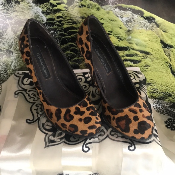 Calvin Klein Shoes - Calvin Klein Calf Hair Leopard Print High Heal